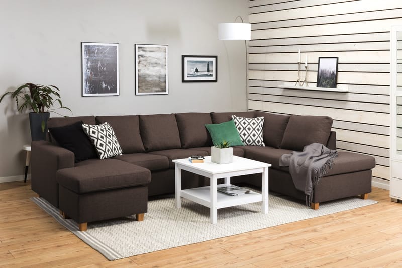 Crazy 5-personers Højrevendt U-formet X-Large Sofa med Chaiselong i Stof - Brun - Møbler - Sofaer - U Sofa