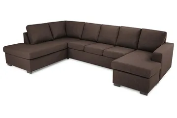 Crazy 5-personers Venstrevendt U-formet Sofa med Chaiselong i Stof - Brun - Møbler - Sofaer - U Sofa
