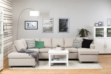 Crazy 5-personers Venstrevendt U-formet Sofa med Chaiselong i Stof - Beige - Møbler - Sofaer - U Sofa