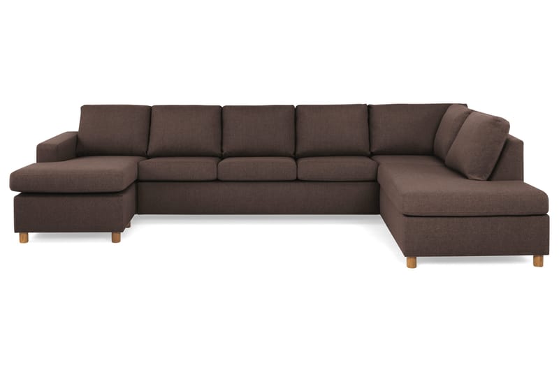 Crazy 5-personers Højrevendt U-formet X-Large Sofa med Chaiselong i Stof, Brun
