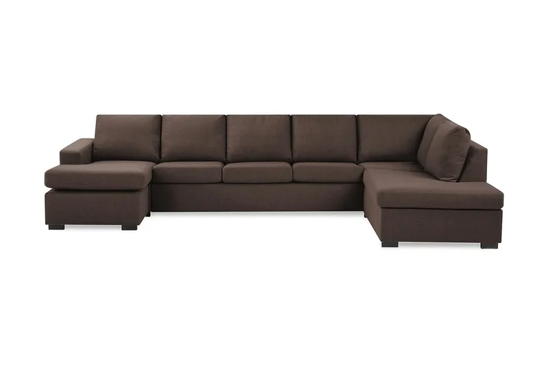 Crazy 5-personers Højrevendt U-formet X-Large Sofa med Chaiselong i Stof, Brun