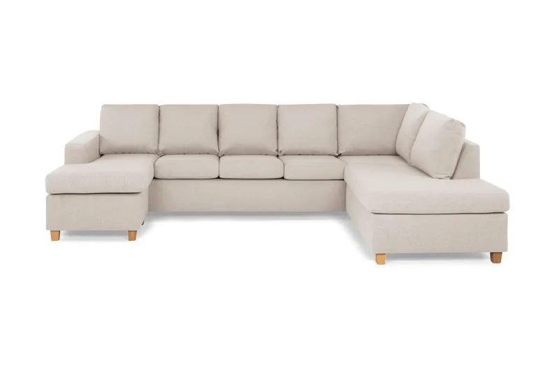 Crazy 5-personers Højrevendt U-formet X-Large Sofa med Chaiselong i Stof, Beige