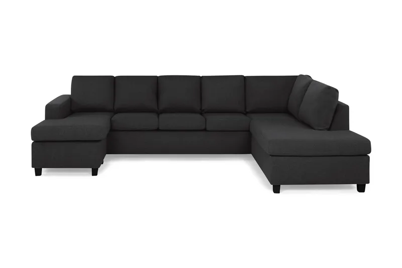 Crazy 5-personers Højrevendt U-formet X-Large Sofa med Chaiselong i Stof, Antracit