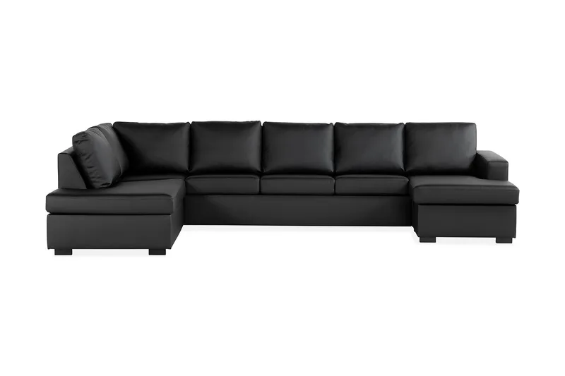 Crazy 5-personers Venstrevendt U-formet X-Large Sofa med Chaiselong i Kunstlæder, Sort