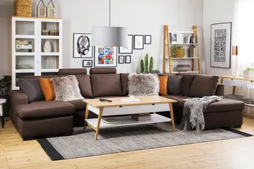 Crazy 5-personers Venstrevendt U-formet X-Large Sofa med Chaiselong i Stof - Brun - Møbler - Sofaer - U Sofa