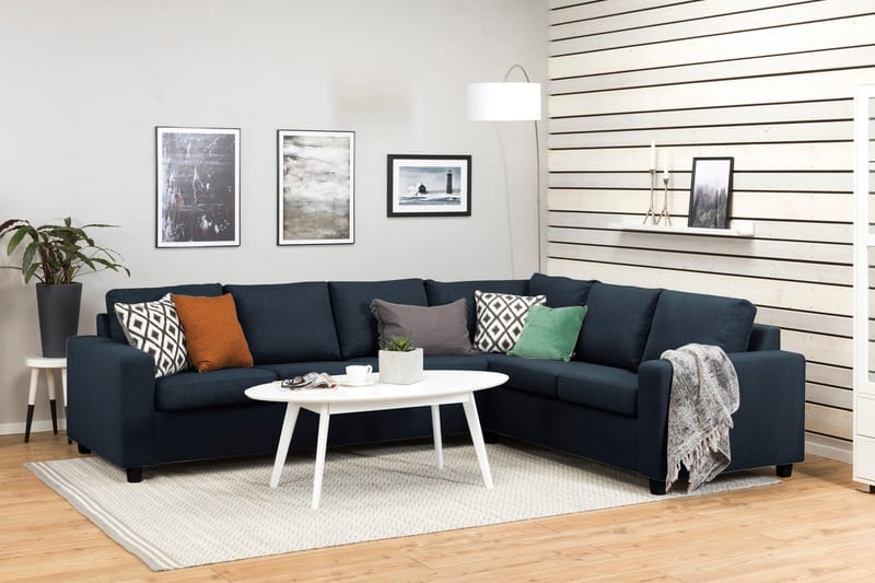 Crazy 5-personers Vendbar L-formet Large Hjørnesofa i Stof - Mørkeblå - Møbler - Sofaer - Hjørnesofa