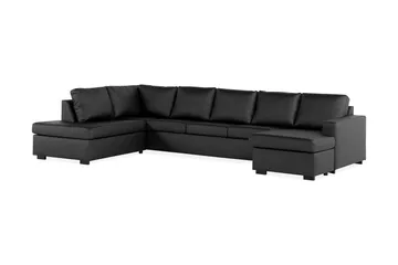 Crazy 5-personers Venstrevendt U-formet X-Large Sofa med Chaiselong i Kunstlæder - Sort - Møbler - Sofaer - Lædersofaer