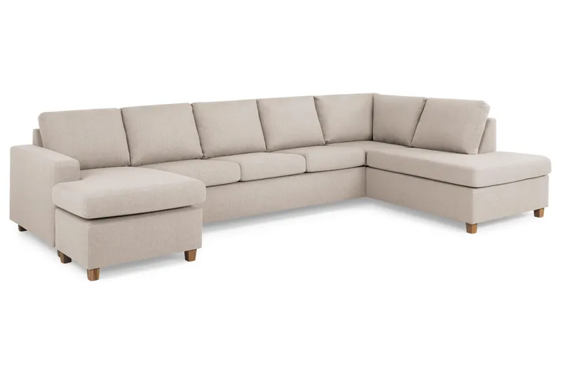 Crazy 5-personers Højrevendt U-formet X-Large Sofa med Chaiselong i Stof - Beige - Møbler - Sofaer - U Sofa