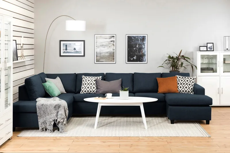 Crazy 5-personers Venstrevendt U-formet X-Large Sofa med Chaiselong i Stof - Mørkeblå - Møbler - Sofaer - U Sofa