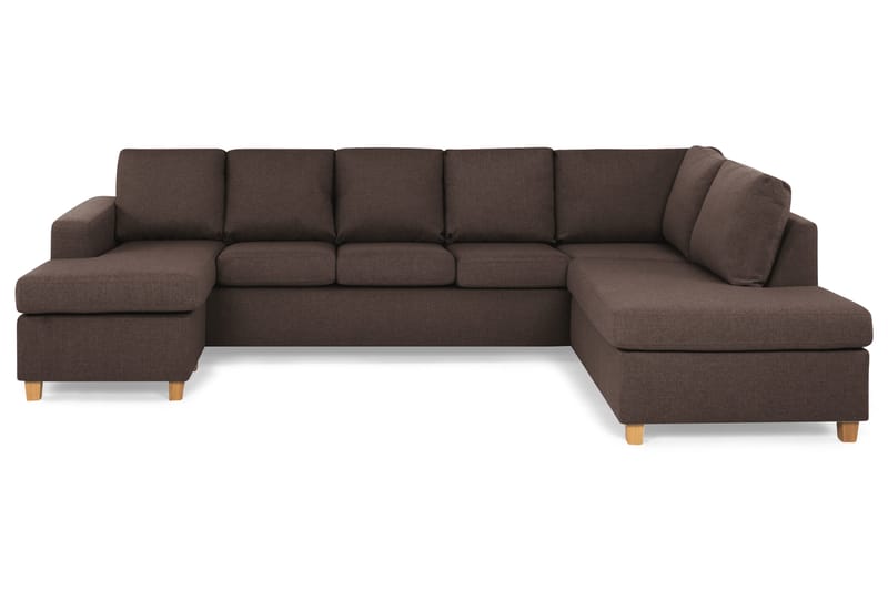 Crazy 5-personers Højrevendt U-formet X-Large Sofa med Chaiselong i Stof, Brun