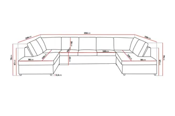 Crazy 5-personers U-formet Sofa med dobbeltchaiselong i Stof - Antracit - Møbler - Sofaer - U Sofa