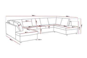 Crazy 5-personers U-formet Sofa med dobbeltchaiselong i Stof - Antracit - Møbler - Sofaer - U Sofa