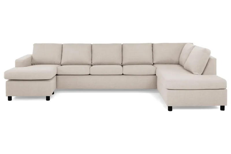 Crazy 5-personers Højrevendt U-formet X-Large Sofa med Chaiselong i Stof, Beige
