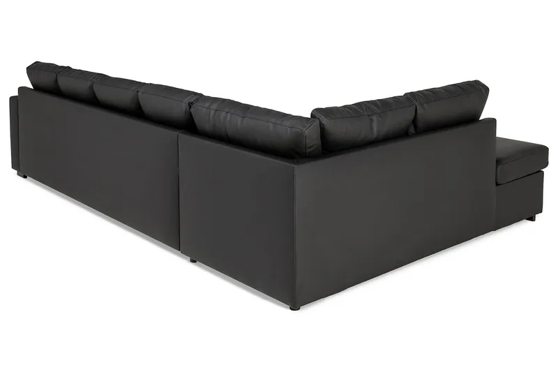 Crazy 5-personers Venstrevendt U-formet Sofa med Chaiselong i Kunstlæder - Sort - Møbler - Sofaer - Lædersofaer