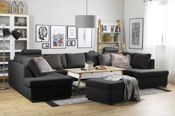 Crazy 5-personers U-formet Sofa med dobbeltchaiselong i Stof - Antracit - Møbler - Sofaer - U Sofa
