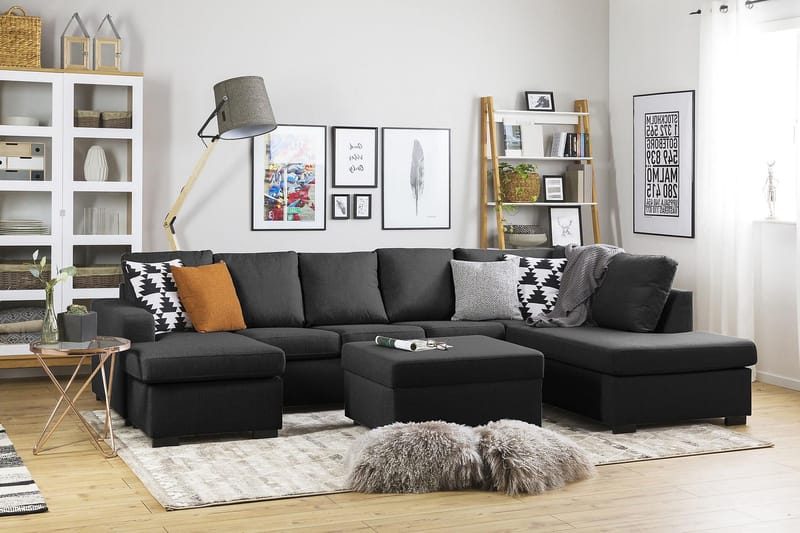 Crazy 5-personers Højrevendt U-formet X-Large Sofa med Chaiselong i Stof - Antracit - Møbler - Sofaer - U Sofa