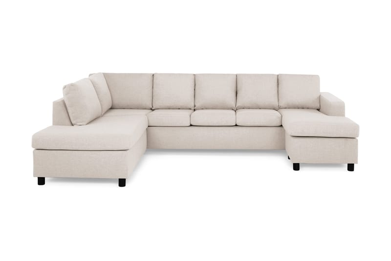 Crazy 5-personers Venstrevendt U-formet Sofa med Chaiselong i Stof, Beige