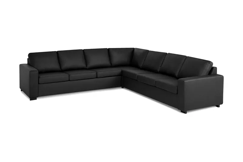 Crazy 6-personers Vendbar L-formet X-Large Hjørnesofa i Kunstlæder - Sort - Møbler - Sofaer - Lædersofaer