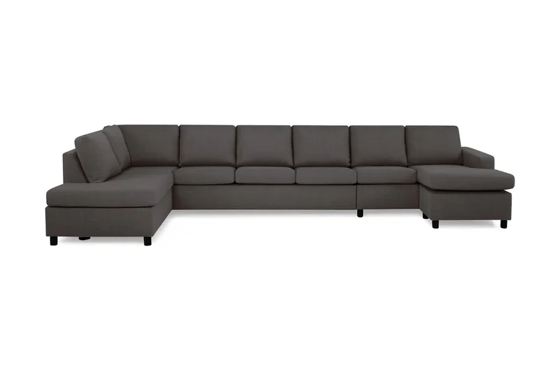 Crazy 6-personers Venstrevendt U-formet XX-Large Sofa med Divan og Chaiselong i Stof, Mørkegrå