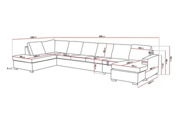 Crazy 6-personers Venstrevendt U-formet XX-Large Sofa med Divan og Chaiselong i Stof - Beige - Møbler - Sofaer - U Sofa