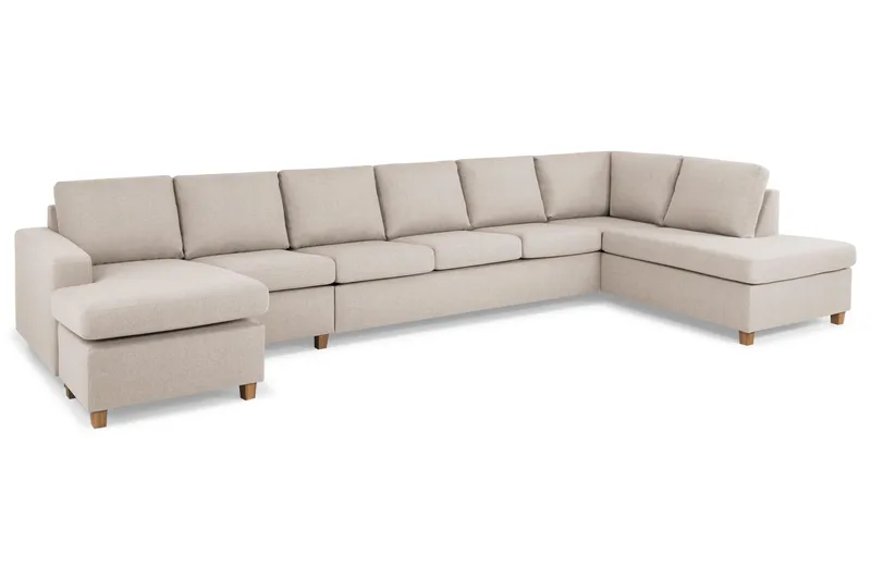 Crazy 6-personers Højrevendt U-formet XX-Large Sofa med Chaiselong i Stof - Beige - Møbler - Sofaer - U Sofa
