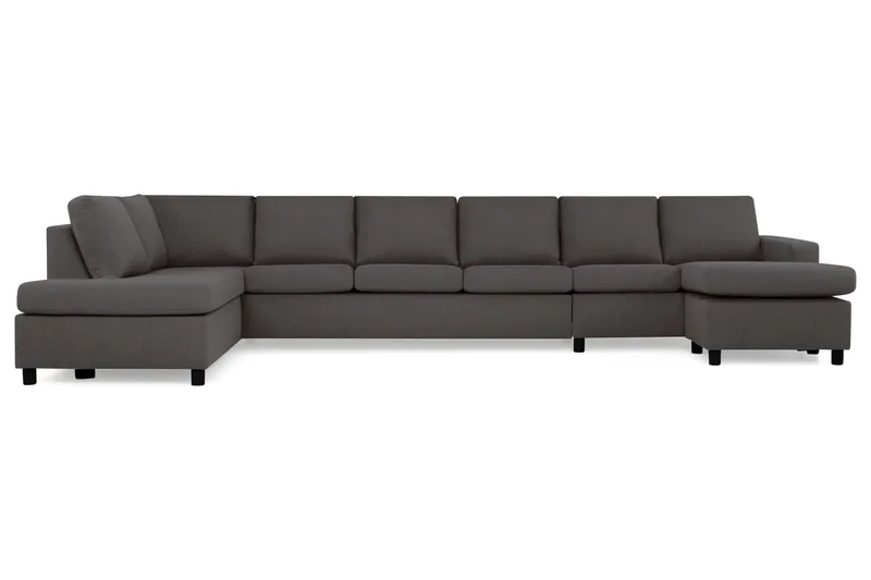 Crazy 6-personers Venstrevendt U-formet XX-Large Sofa med Divan og Chaiselong i Stof - Mørkegrå - Møbler - Sofaer - U Sofa