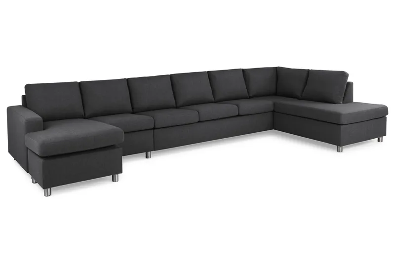 Crazy 6-personers Højrevendt U-formet XX-Large Sofa med Chaiselong i Stof - Mørkegrå - Møbler - Sofaer - U Sofa
