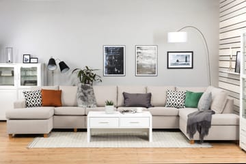 Crazy 6-personers Højrevendt U-formet XX-Large Sofa med Chaiselong i Stof - Beige - Møbler - Sofaer - U Sofa