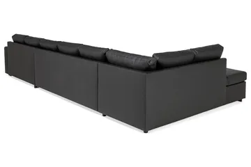 Crazy 6-personers Venstrevendt U-formet XX-Large Sofa med Divan og Chaiselong i Kunstlæder - Sort - Møbler - Sofaer - Lædersofaer