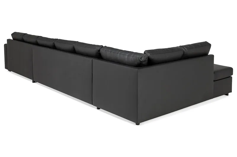 Crazy 6-personers Venstrevendt U-formet XX-Large Sofa med Divan og Chaiselong i Kunstlæder - Sort - Møbler - Sofaer - Lædersofaer