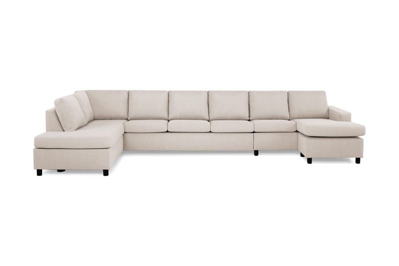 Crazy 6-personers Venstrevendt U-formet XX-Large Sofa med Divan og Chaiselong i Stof, Beige