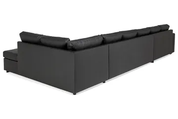 Crazy 6-personers Højrevendt U-formet XX-Large Sofa med Chaiselong i Kunstlæder - Sort - Møbler - Sofaer - Lædersofaer