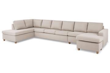 Crazy 6-personers Venstrevendt U-formet XX-Large Sofa med Divan og Chaiselong i Stof - Beige - Møbler - Sofaer - U Sofa