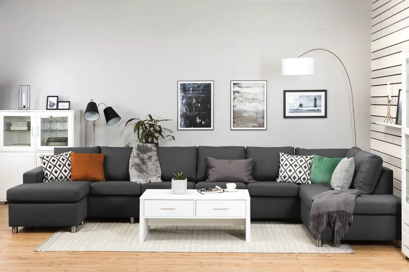 Crazy 6-personers Højrevendt U-formet XX-Large Sofa med Chaiselong i Stof - Mørkegrå - Møbler - Sofaer - U Sofa