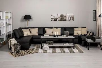 Crazy 6-personers Venstrevendt U-formet XX-Large Sofa med Divan og Chaiselong i Kunstlæder - Sort - Møbler - Sofaer - Lædersofaer