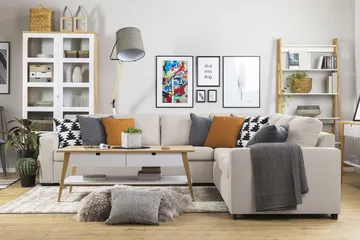 Crazy 6-personers Vendbar L-formet X-Large Hjørnesofa i Stof - Beige - Møbler - Sofaer - Hjørnesofa