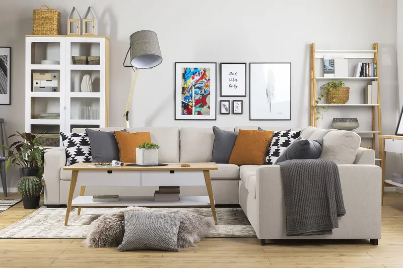 Crazy 6-personers Vendbar L-formet X-Large Hjørnesofa i Stof - Beige - Møbler - Sofaer - Hjørnesofa