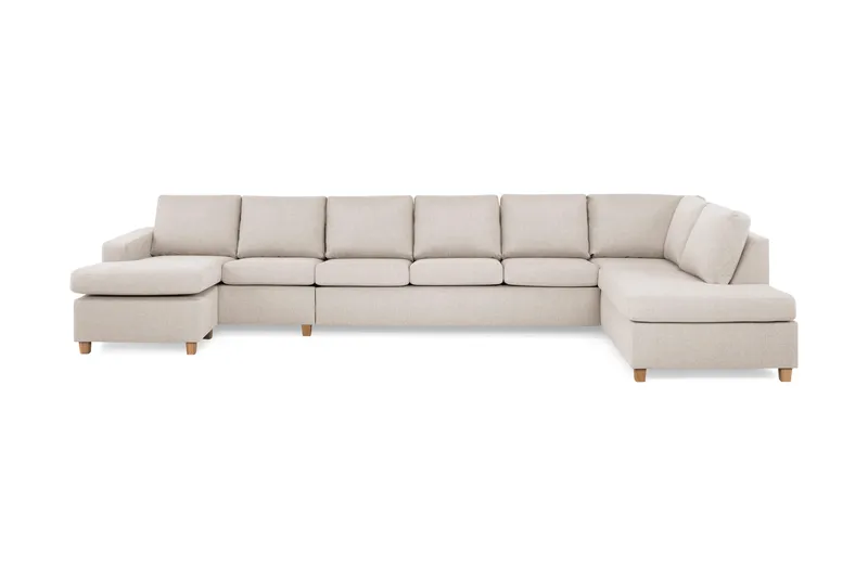 Crazy 6-personers Højrevendt U-formet XX-Large Sofa med Chaiselong i Stof, Beige