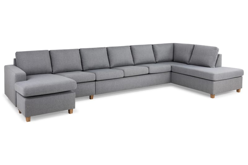Crazy 6-personers Højrevendt U-formet XX-Large Sofa med Chaiselong i Stof - Grå - Møbler - Sofaer - U Sofa