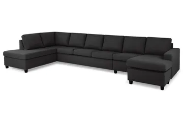 Crazy 6-personers Venstrevendt U-formet XX-Large Sofa med Divan og Chaiselong i Stof - Antracit - Møbler - Sofaer - U Sofa