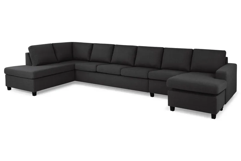 Crazy 6-personers Venstrevendt U-formet XX-Large Sofa med Divan og Chaiselong i Stof - Antracit - Møbler - Sofaer - U Sofa