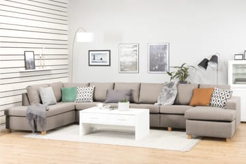 Crazy 6-personers Venstrevendt U-formet XX-Large Sofa med Divan og Chaiselong i Stof - Beige - Møbler - Sofaer - U Sofa