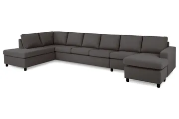 Crazy 6-personers Venstrevendt U-formet XX-Large Sofa med Divan og Chaiselong i Stof - Mørkegrå - Møbler - Sofaer - U Sofa
