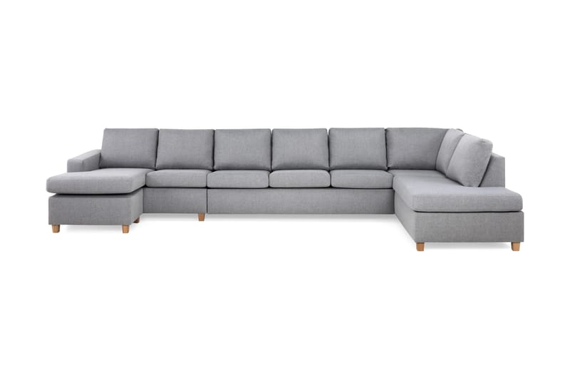 Crazy 6-personers Højrevendt U-formet XX-Large Sofa med Chaiselong i Stof, Grå
