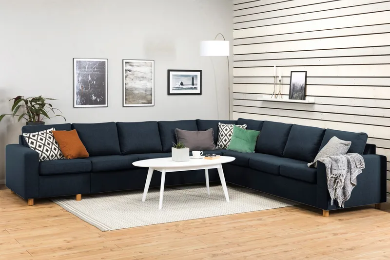 Crazy 7-personers vendbar L-formet XX-Large hjørnesofa i stof - Mørkeblå - Møbler - Sofaer - Hjørnesofa