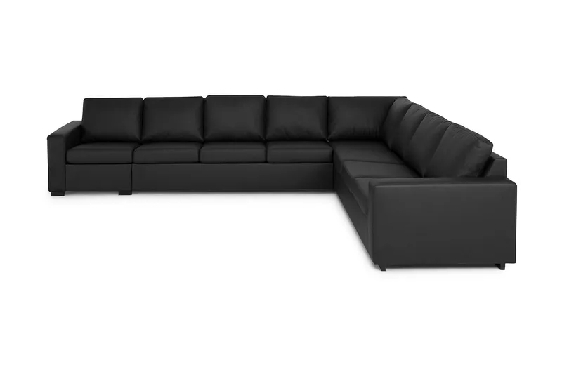 Crazy 7-personers Vendbar L-formet XX-Large Hjørnesofa i Kunstlæder, Sort
