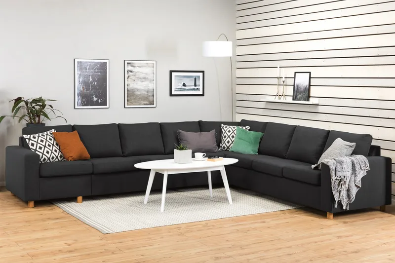 Crazy 7-personers vendbar L-formet XX-Large hjørnesofa i stof - Antracit - Møbler - Sofaer - Hjørnesofa