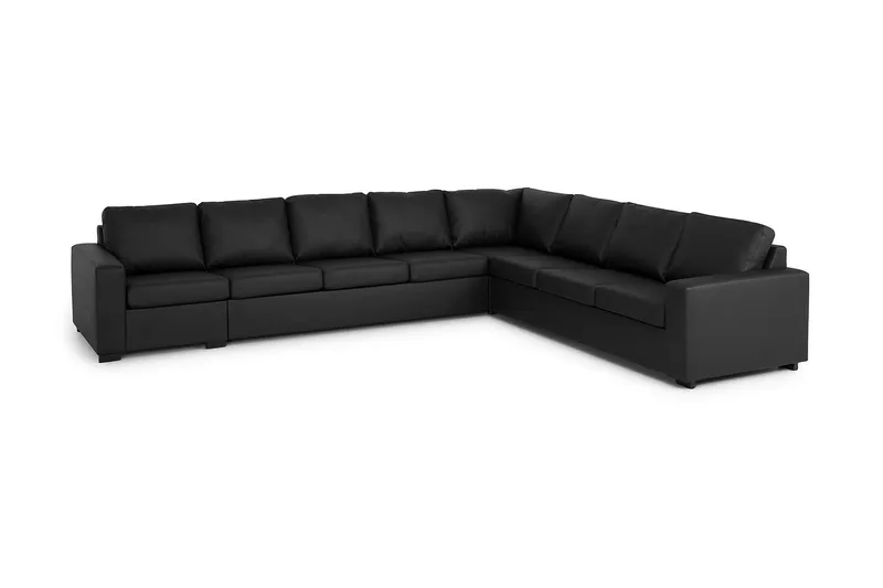 Crazy 7-personers Vendbar L-formet XX-Large Hjørnesofa i Kunstlæder - Sort - Møbler - Sofaer - Lædersofaer