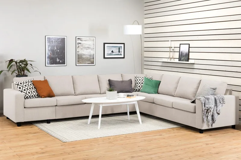 Crazy 7-personers vendbar L-formet XX-Large hjørnesofa i stof - Beige - Møbler - Sofaer - Hjørnesofa