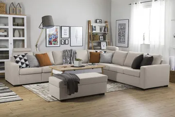 Crazy 7-personers vendbar L-formet XX-Large hjørnesofa i stof - Beige - Møbler - Sofaer - Hjørnesofa